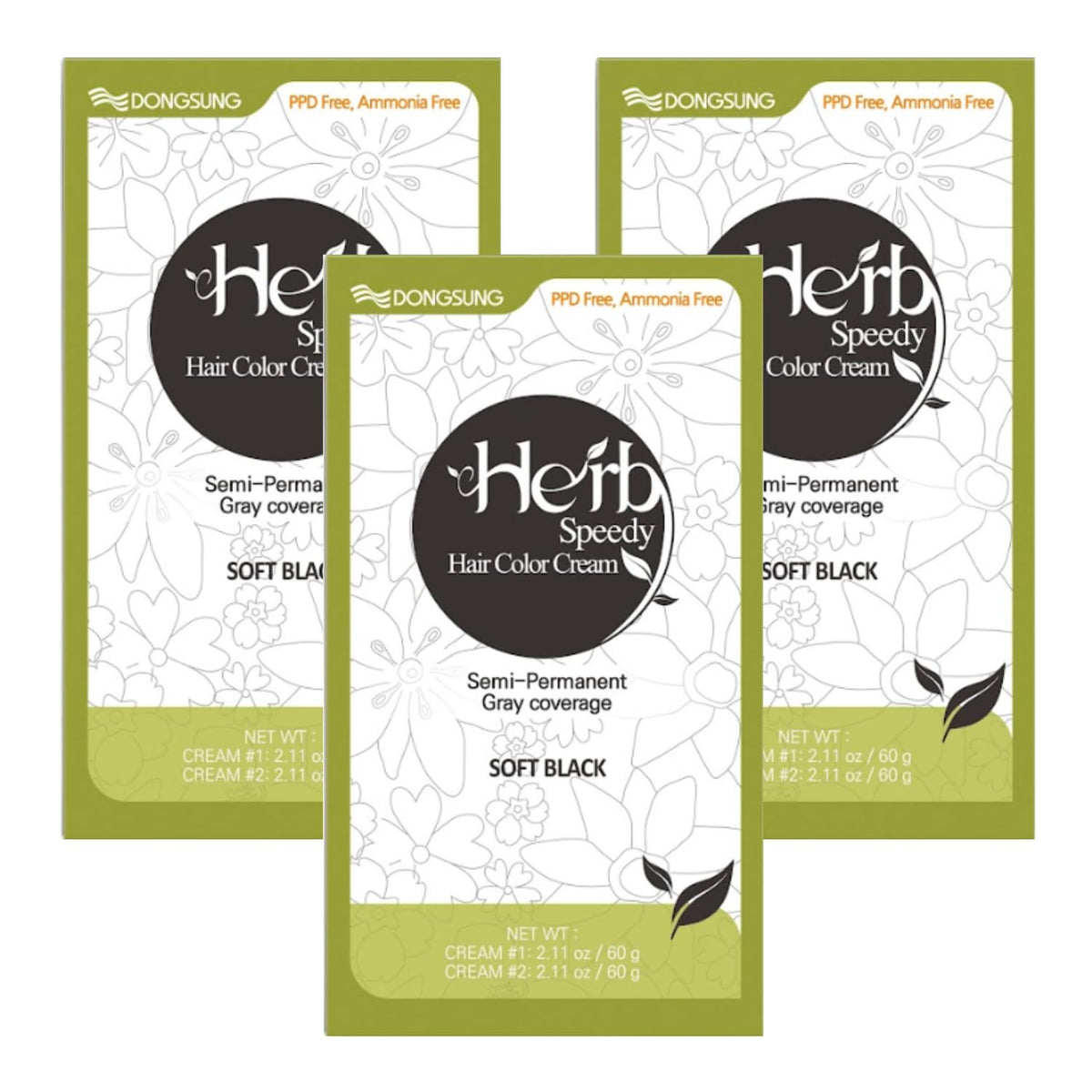 White Smoke Herb Speedy Color Cream (Soft Black, 3 Pack) – Korean Herbal Vegan Hair Dye