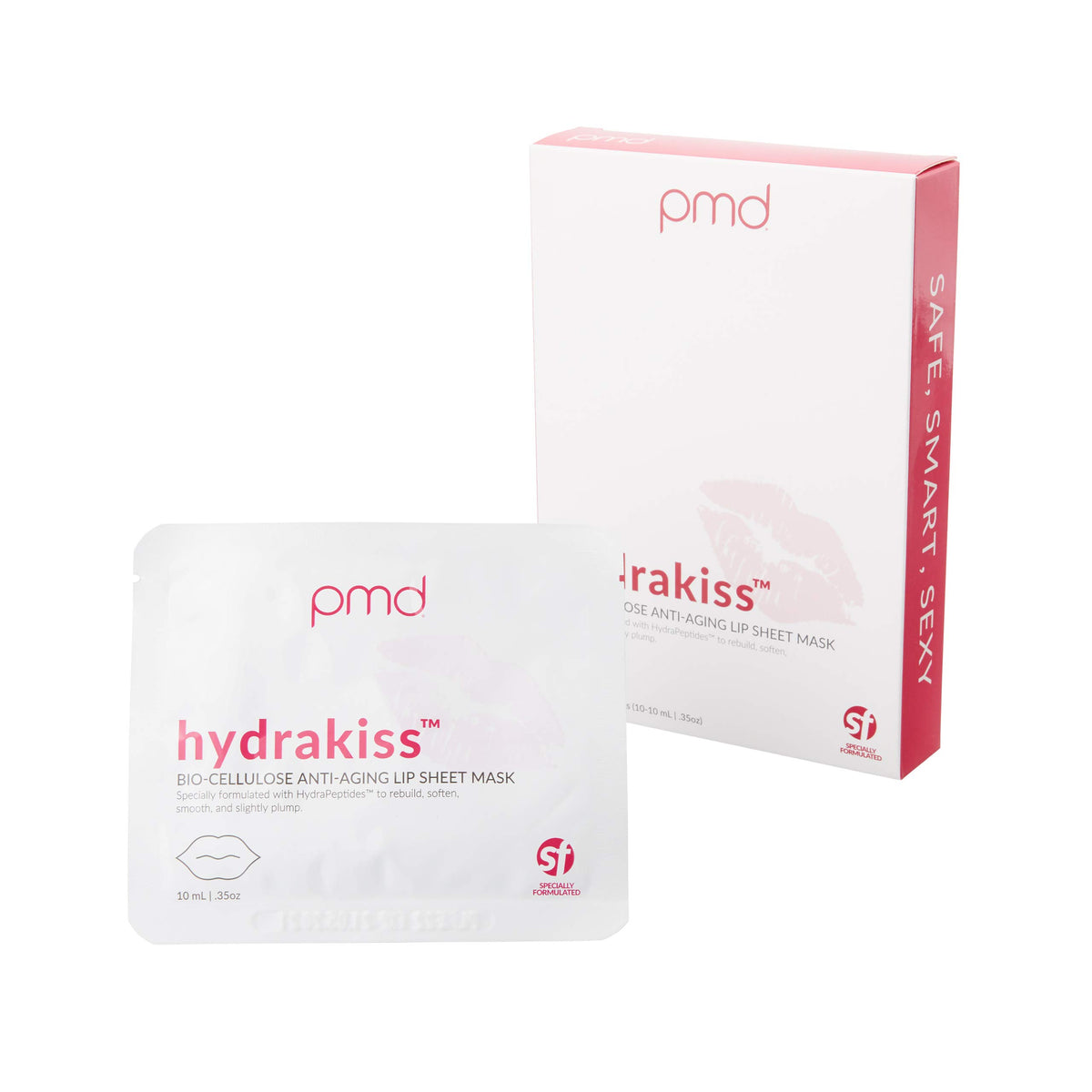 White Smoke PMD Hydrakiss Bio-Cellulose Anti-Aging Lip Sheet Mask, 10 Count (Pack of 1)