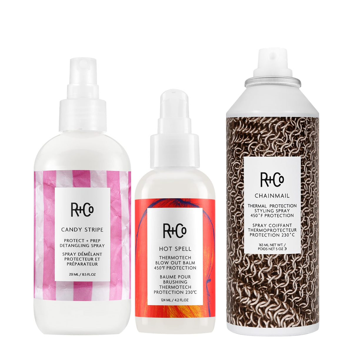 White Smoke R+Co CANDY STRIPE Detangling Spray 2 Pack