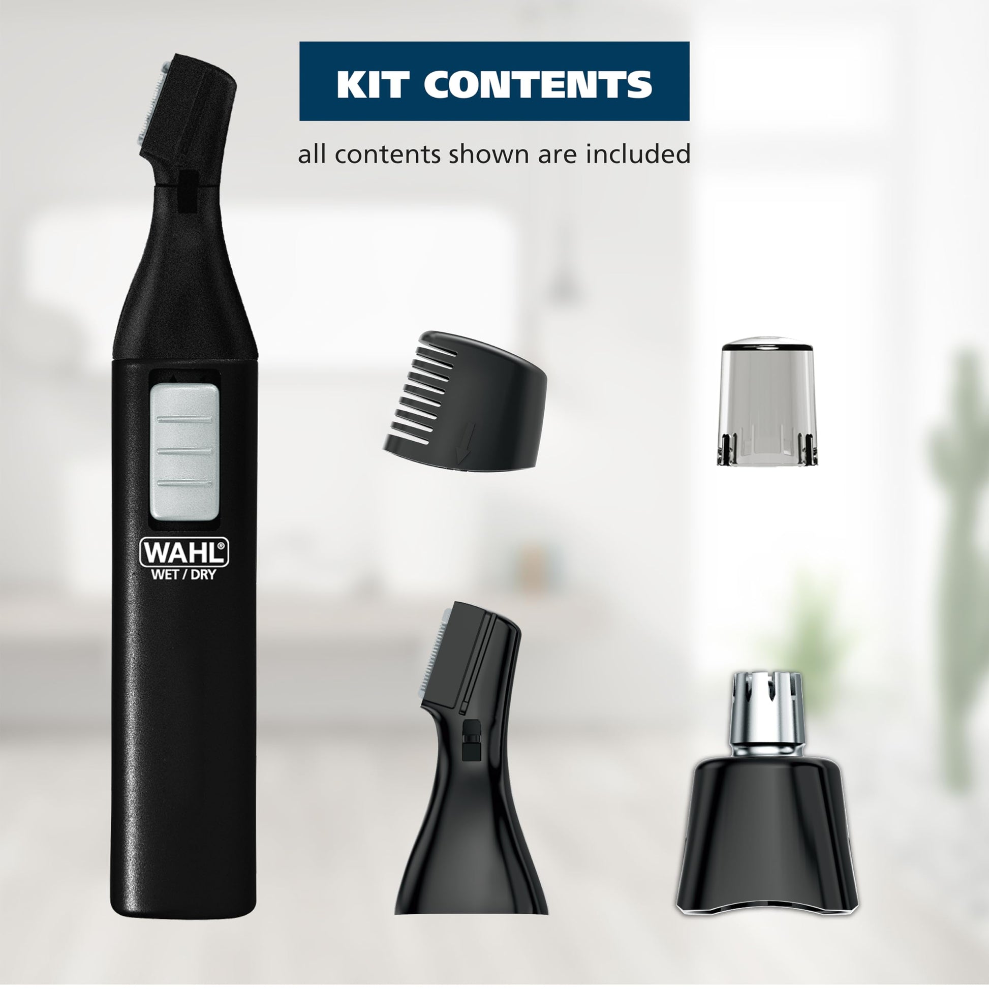 White Smoke Wahl Battery Nose, Ear, & Eyebrow Wet/Dry Personal Nose Hair Trimmer for Men and Women - Model 5567-2701