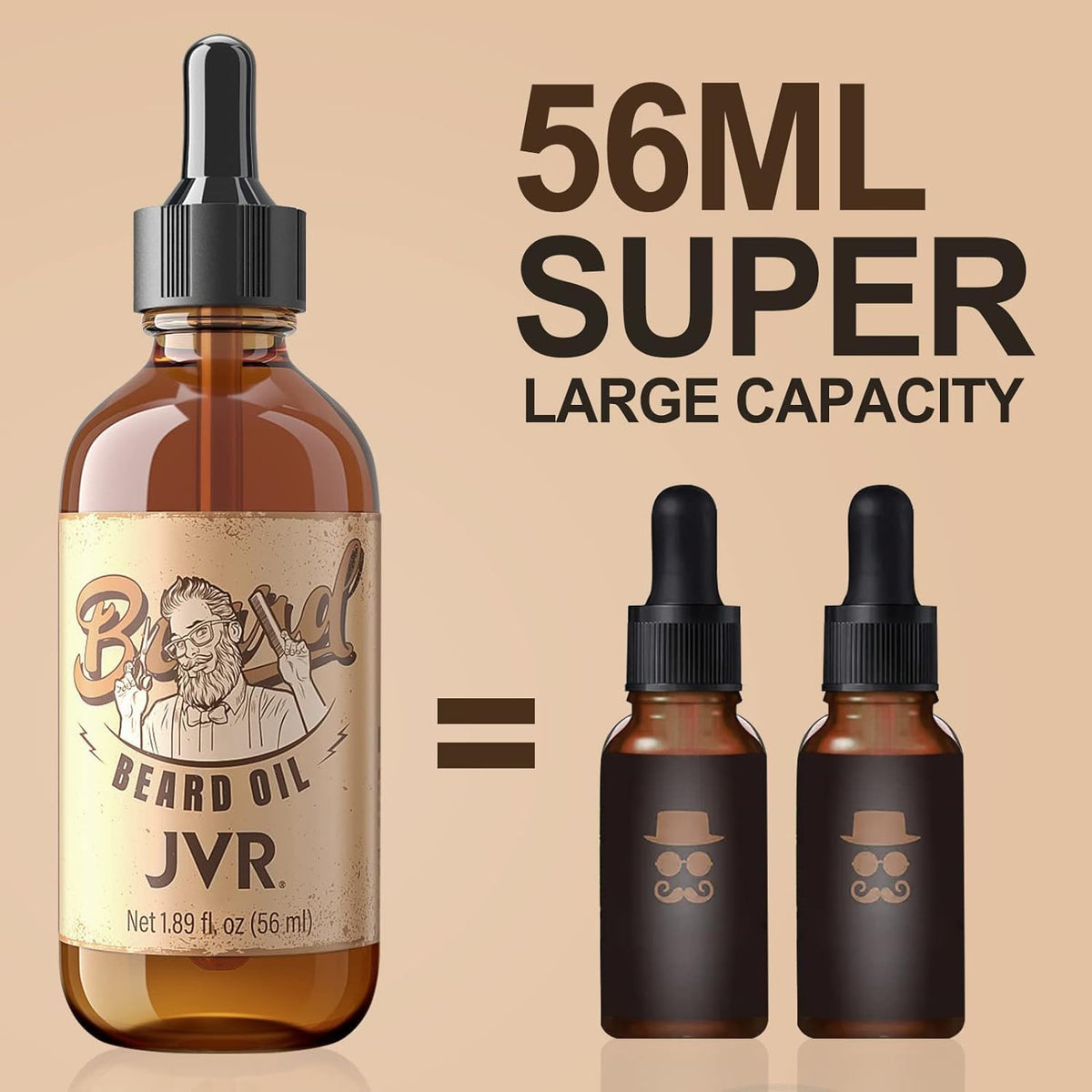 Wheat JVR Beard Grooming Kit for Men, Beard Care Kit Includes Oil and Balm,100% Boar Brush Vegan Just for Men Mustache, Perfect Gifts for Him Man Dad Boyfriend