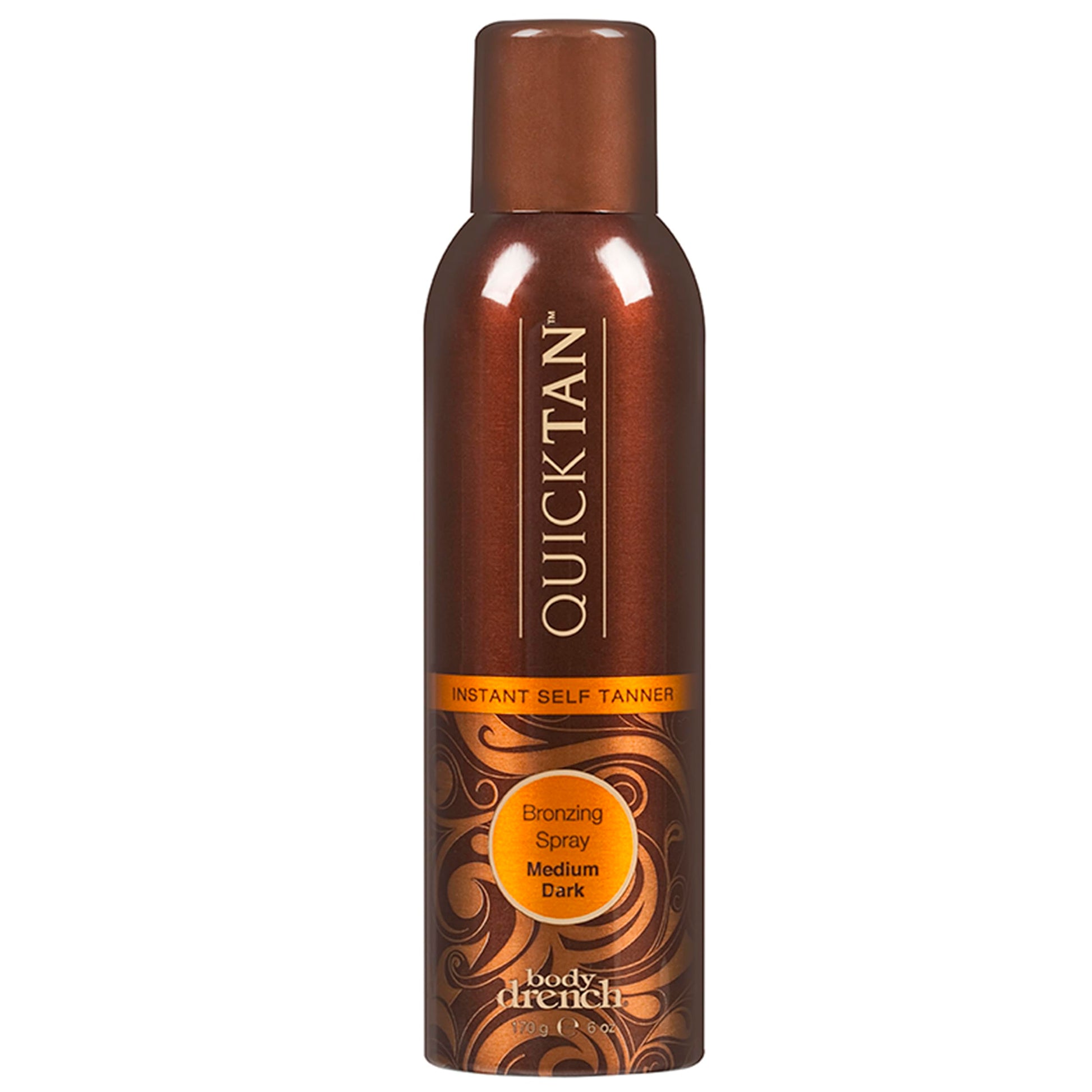 Saddle Brown Body Drench QuickTan Instant Self Tanner Bronzing Spray, Salon-Quality Medium/Dark Tan, Streak-Free, Tinted Formula, 6 oz, 1-pack
