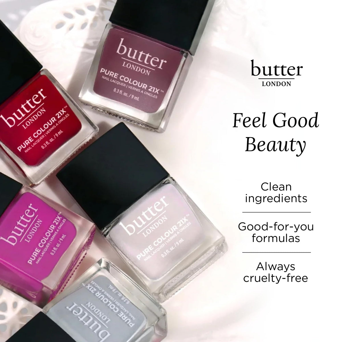 White Smoke butter LONDON PC21X Nail Lacquer Polish, Union Jack Black, Manicure Color