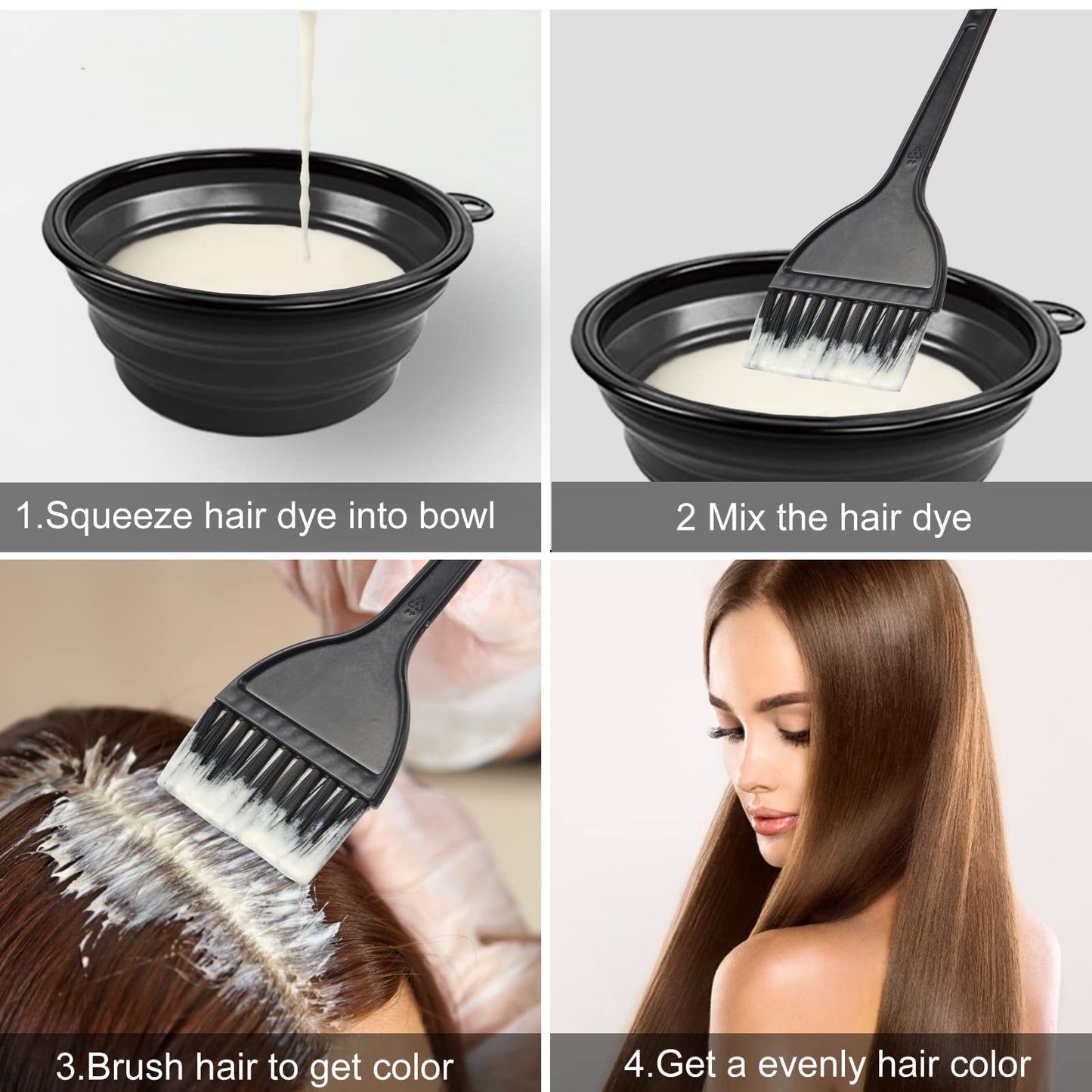 Lavender Yexixsr 5Pcs Professional Salon Hair Coloring Dyeing Kit, Hair Bleach Dit Hair Coloring Products with Hair Dye Brush, Hair Color Bowl, Hair Clips