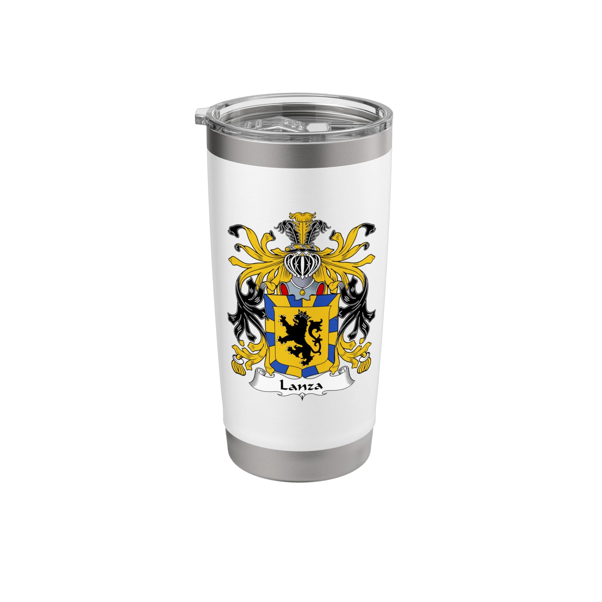 White Smoke Lanza Coat of Arms - Family Crest Stainless Steel Insulated Tumbler