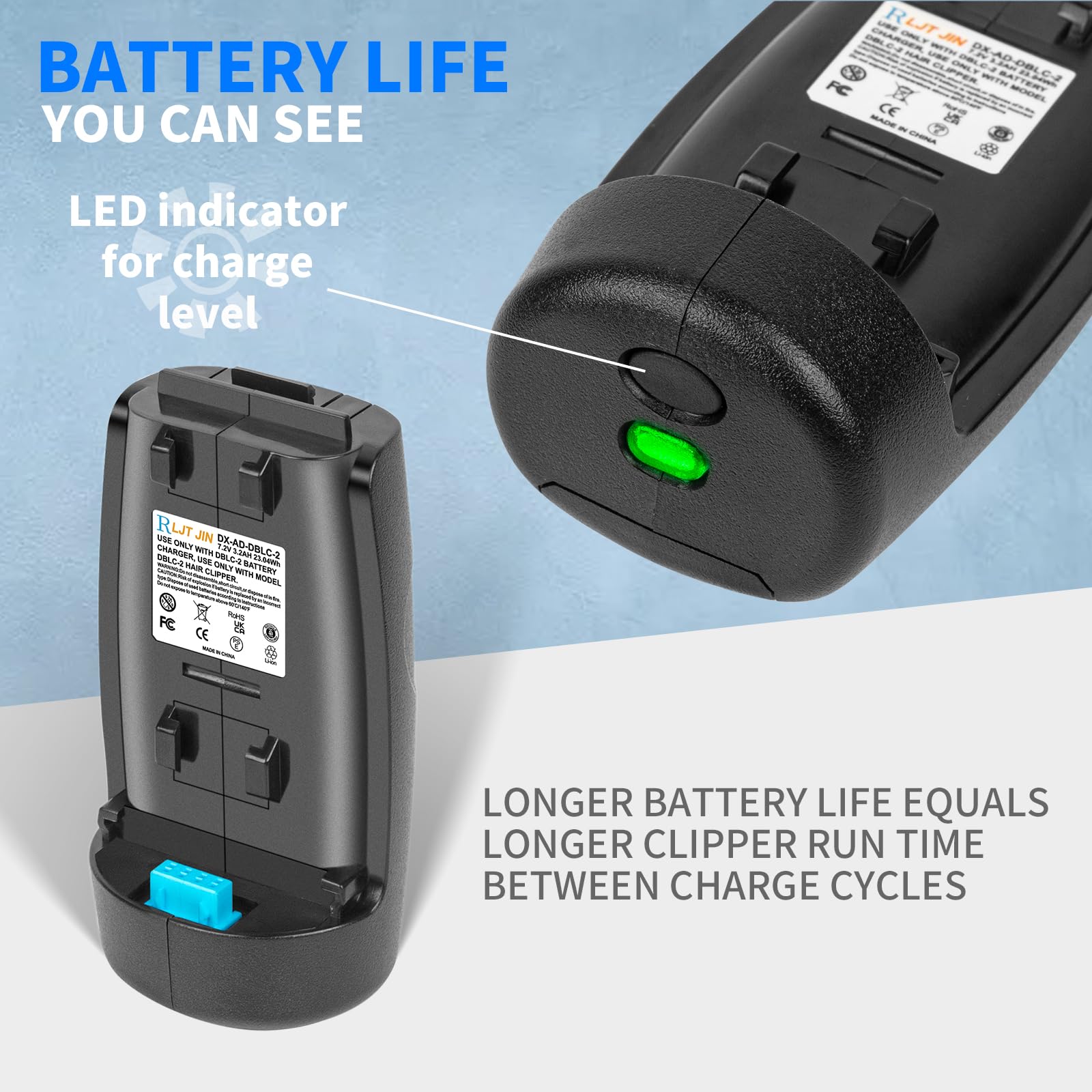 Lavender RLJT JIN DBLC-2 Battery Replacement for Andis Supra ZR II and Pulse ZR II Cordless Clippers Fits for 79025 79170 79005 560470 561458 Models Long Lasting High Capacity