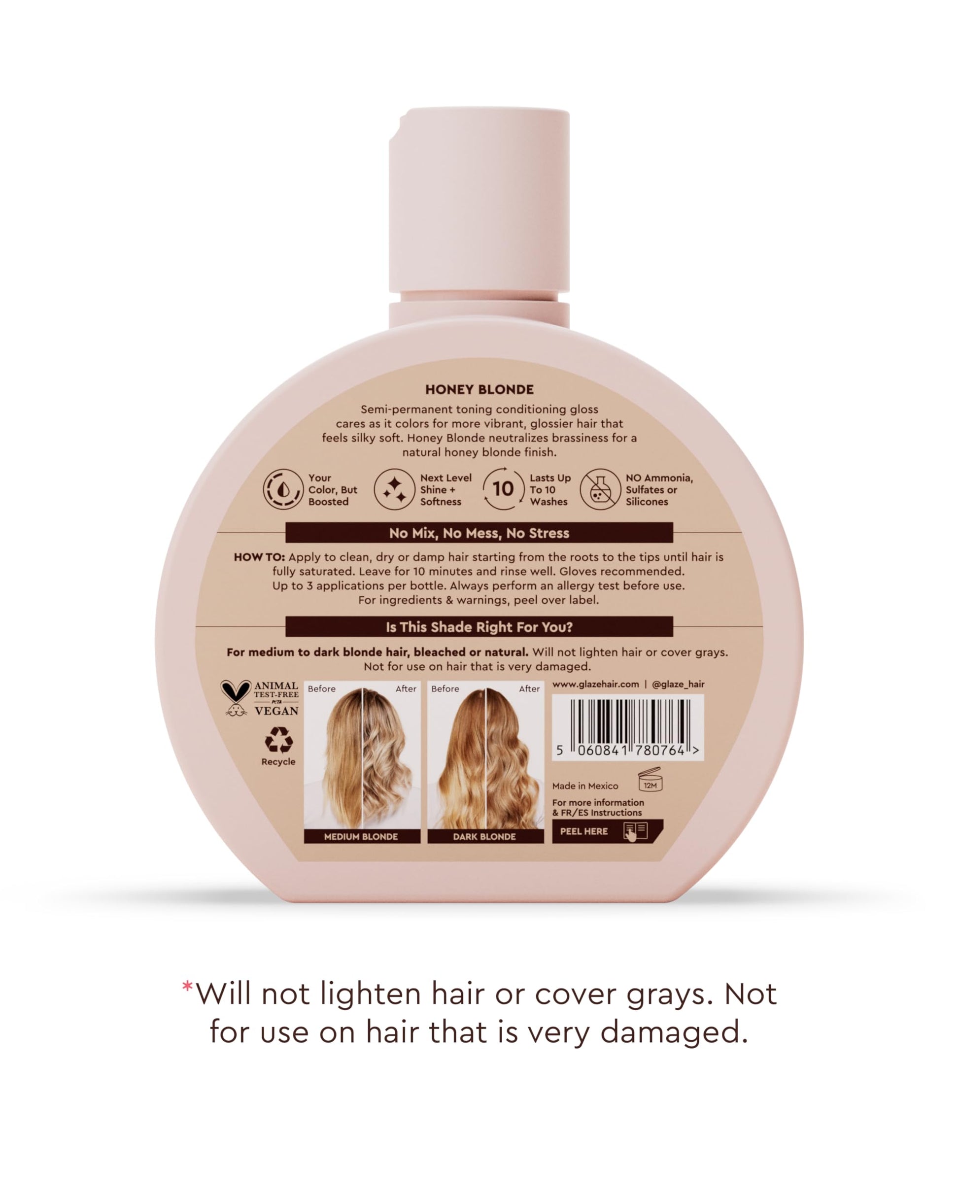 White Smoke Glaze Super Gloss Color Conditioning Gloss – Honey Blonde for Medium to Dark Blonde Hair – Rinse Out Semi-Permanent Hair Gloss that Enhances Color and Boosts Shine & Hydration