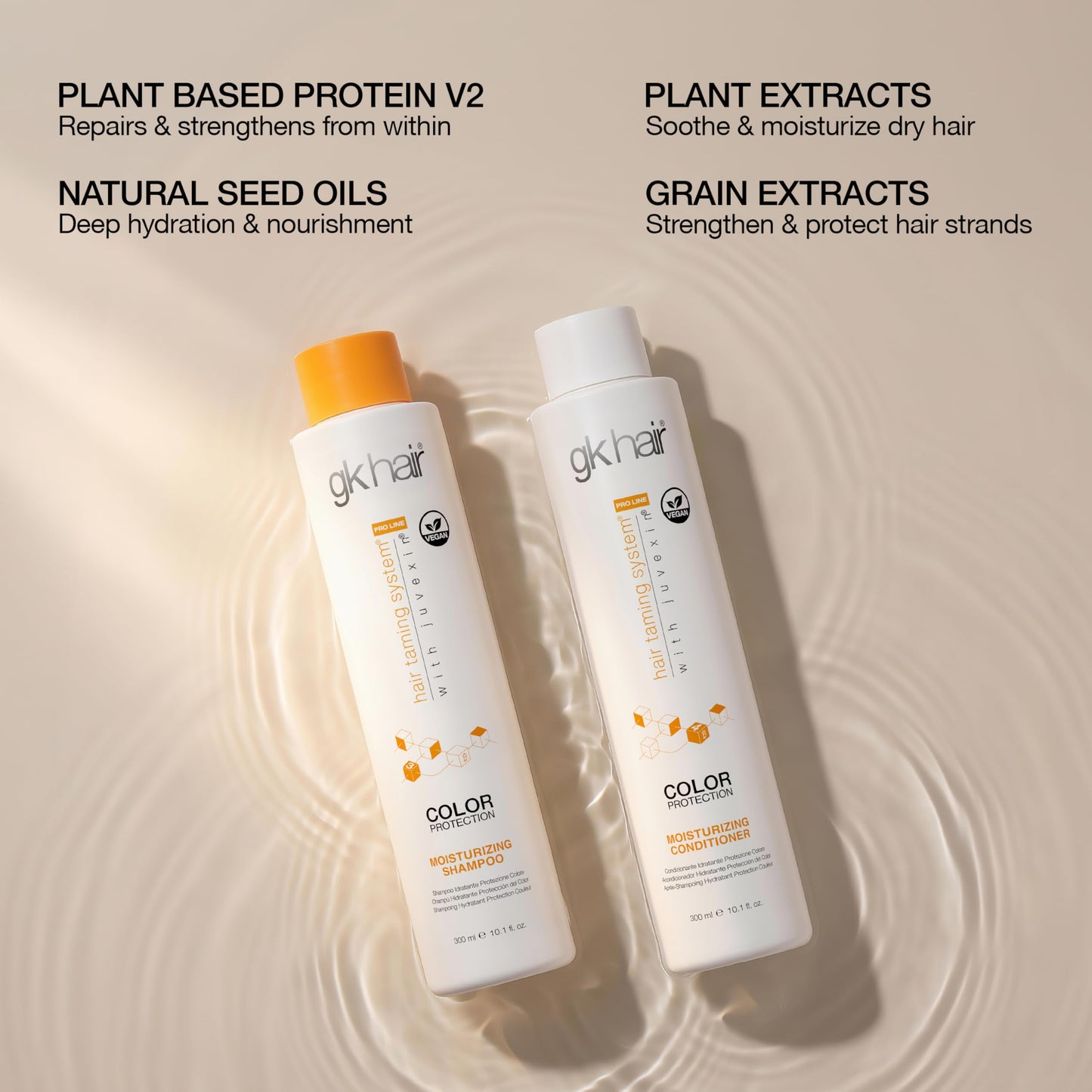 Gray GK HAIR Moisturizing Color Protection Shampoo & Conditioner Set 10.1 Oz – Hydrating Repair for Dry, Coarse & Color Treated Hair – Strengthening Protein Formula with Natural Oils & Plant Extracts