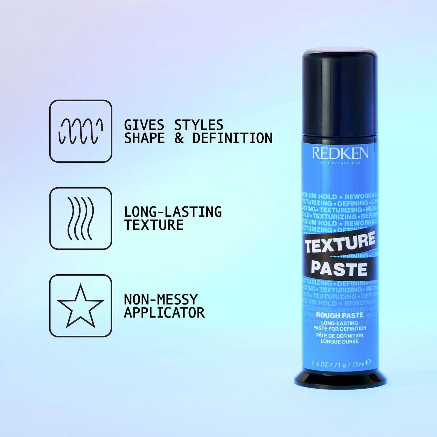 Light Cyan Redken Long-Lasting Styling Paste For All Hair Types - Adds Long-Lasting Texture & Definition With Flexible Control, Medium Hold