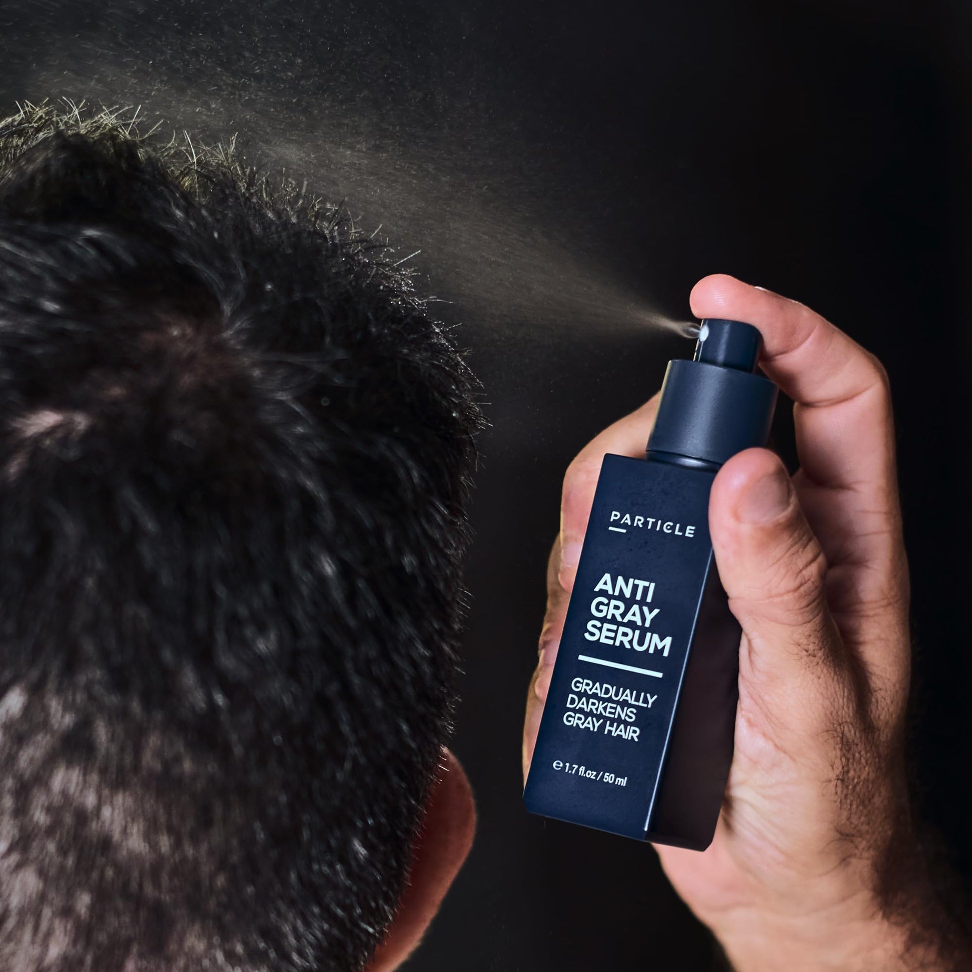Black Particle Anti-Gray Serum for Men – Gradually Reduces Gray Hair on Head & Beard Without Dye – Natural Gray Reduction with Silverfree™, Vitamin A, Melitane & Allantoin – Peroxide & Ammonia Free