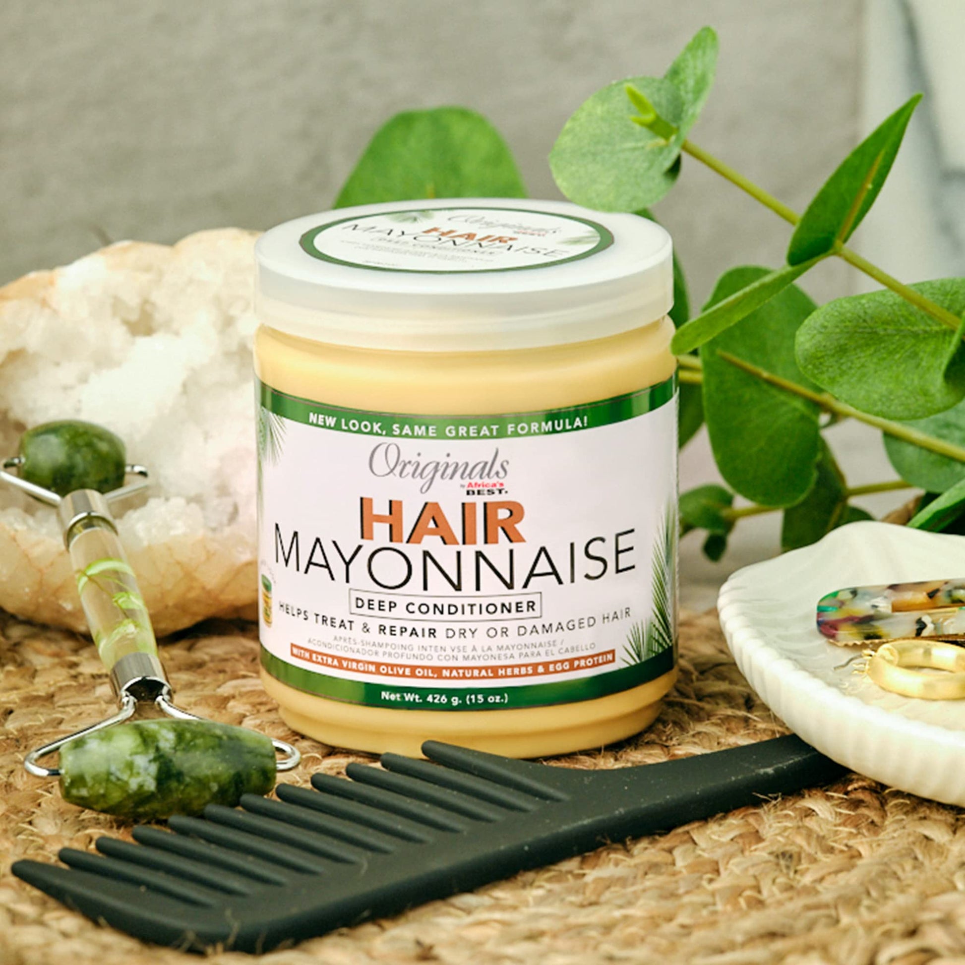 Dark Sea Green Originals By Africa's Best Hair Mayonnaise Conditioner – 2 Pack (15 oz Jars) – Enriched with Herbal Extracts, Egg Protein & Olive Oil for Deep Conditioning & Repair