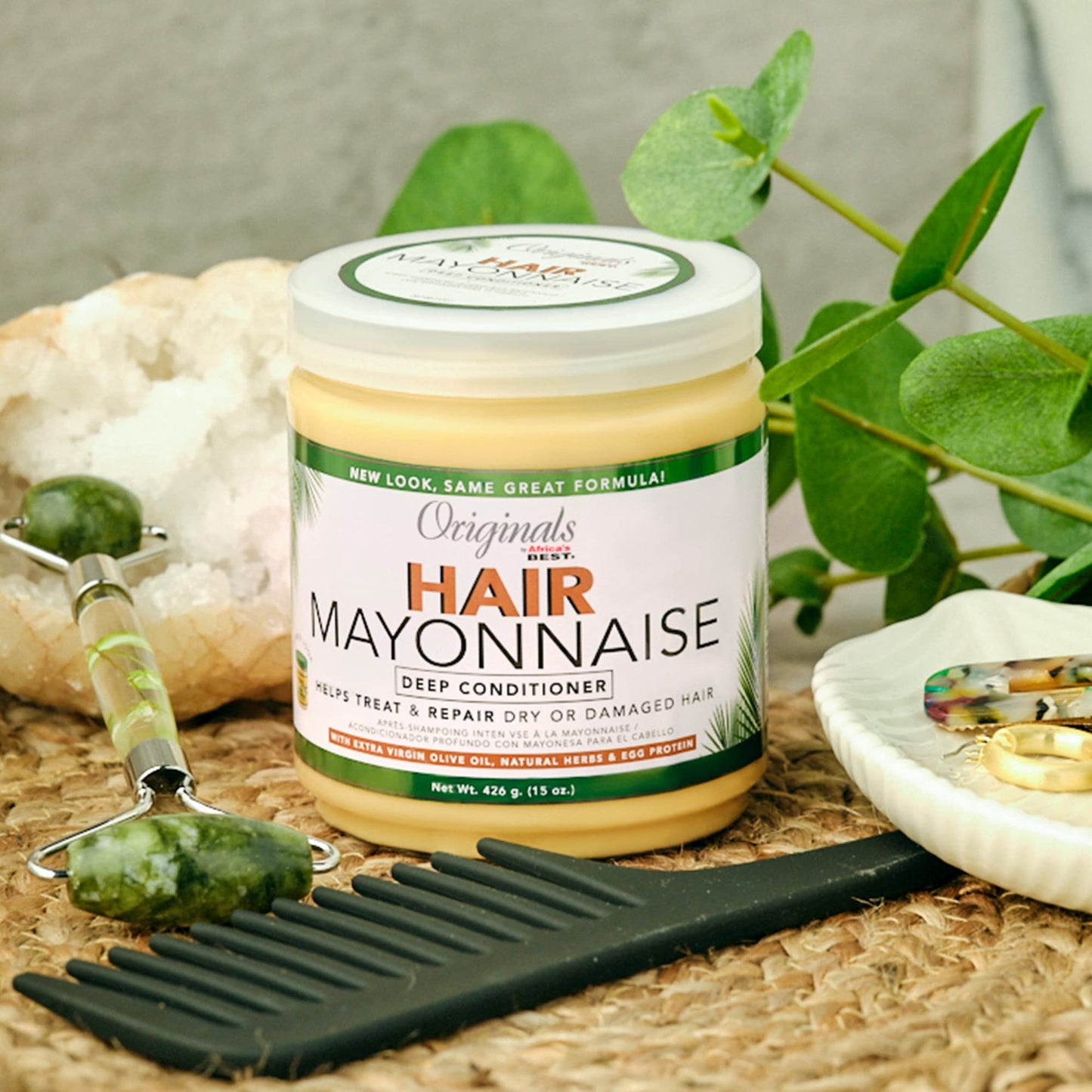 Originals by Africa's Best Hair Mayonnaise Conditioner, 15 oz Jar, Enriched with Natural Botanical Herbal Extracts and Olive Oil to Deep Condition and Repair