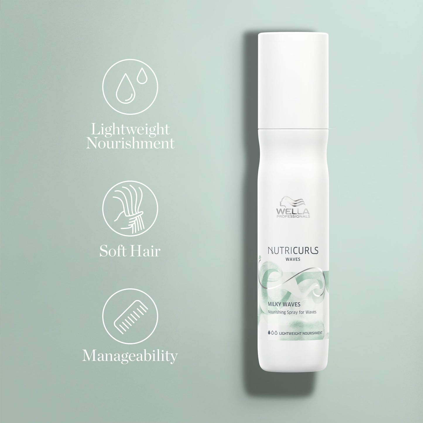 Light Gray Wella Professionals Nutricurls Milky Waves Nourishing Leave-In Spray for Wavy Hair | Manageability for Soft Alluring Waves | 24H Anti-Frizz Control | 5.07 Fl Oz