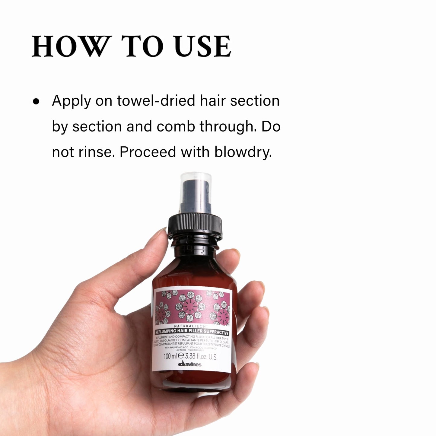 White Smoke Davines Naturaltech Replumping Hair Filler Superactive, Moisturizing for Fine Hair Lacking Elasticity - With Plum Phytoceuticals - Thickens & Plumps Hair, Travel Size, 3.38 Fl Oz
