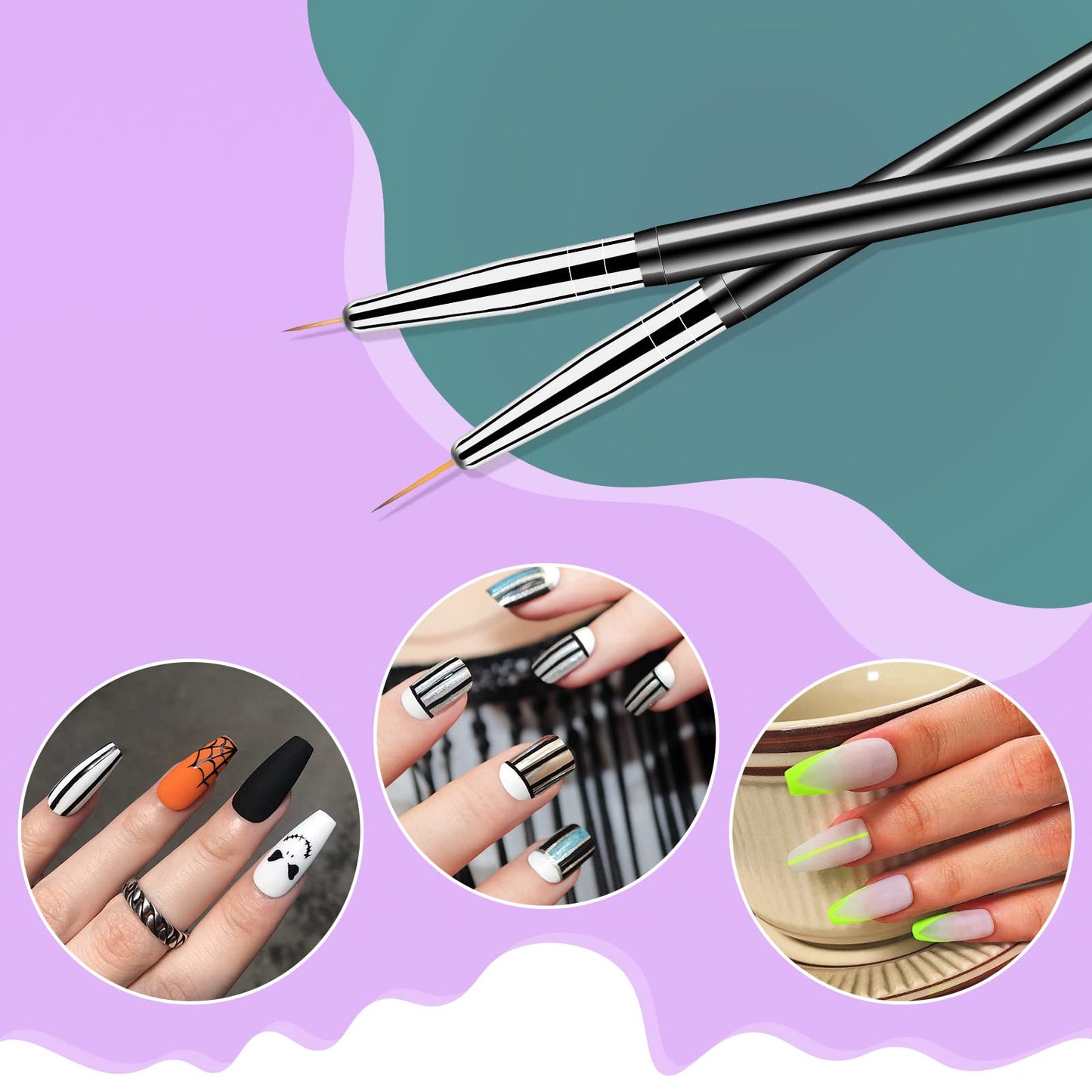 Thistle Artdone Nail Dotting Tools 6PCS Double-ended Nail Art Brushes Kit Nail Art Gel Polish Liner Brushes Design Pen For Nail Drawing And Nail Paint Brushes Small Detail Brushes