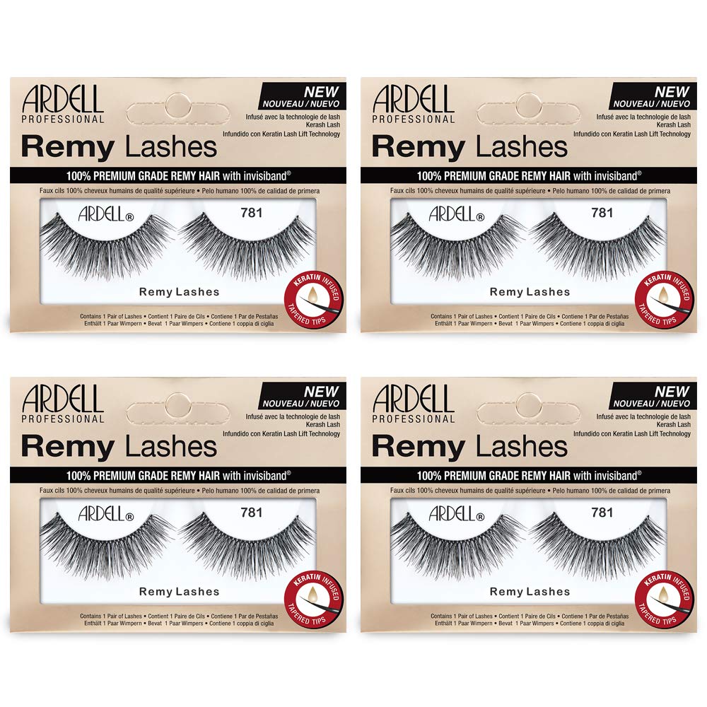 White Smoke Ardell Remy Lash 781, Premium Grade Remy Hair False Lashes with Invisiband, 4 pairs