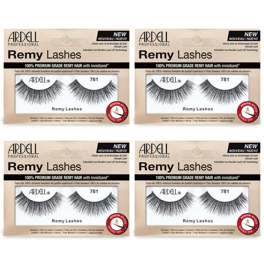 White Smoke Ardell Remy Lash 781, Premium Grade Remy Hair False Lashes with Invisiband, 4 pairs