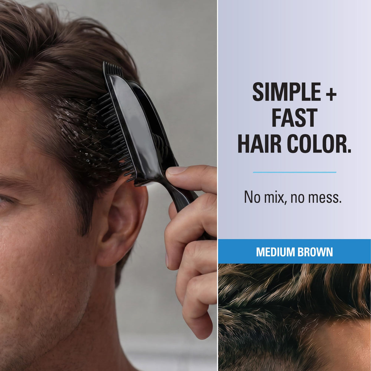 Light Gray Just For Men ONE Men’s Hair Color, Simple Gray Coverage, Medium Brown