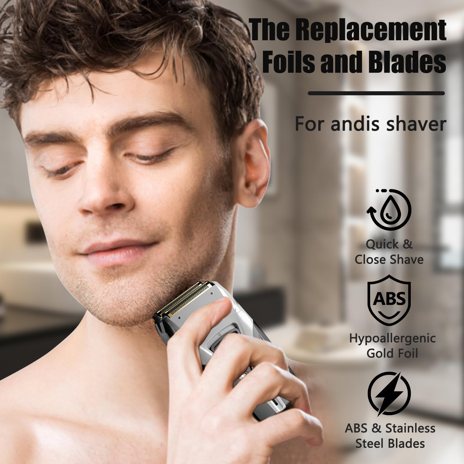 Bisque Replacement Foil Compatible with andis Foil Shaver TS-1 TS-2 17235 17150 17200, Replacement Head & Blades Compatible with andis TS-1 17235 TS-2 Pro Foil Lithium Titanium Foil Shaver, Gray - 2 Pack