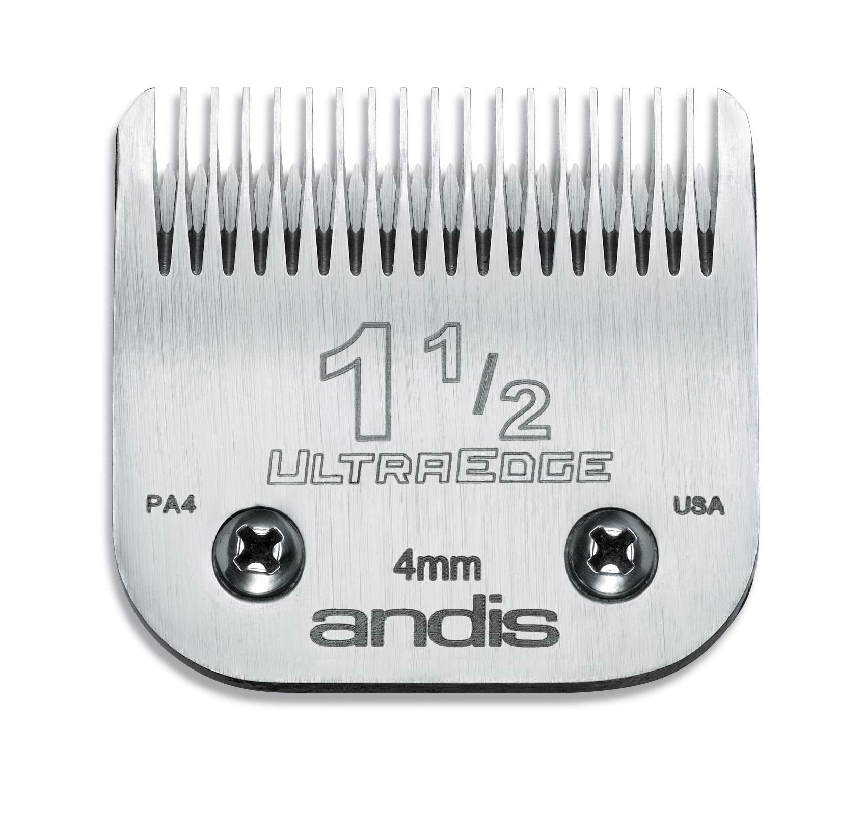 Light Gray Andis – 64077, Ultra Edge Carbon-Infused Steel Detachable Clipper Blade - Chrome Finish Resists Rust with Extends Edge Life, Compatible All Andis Series - Size 1-1/2, 5/32-Inch Cut Length, Silver