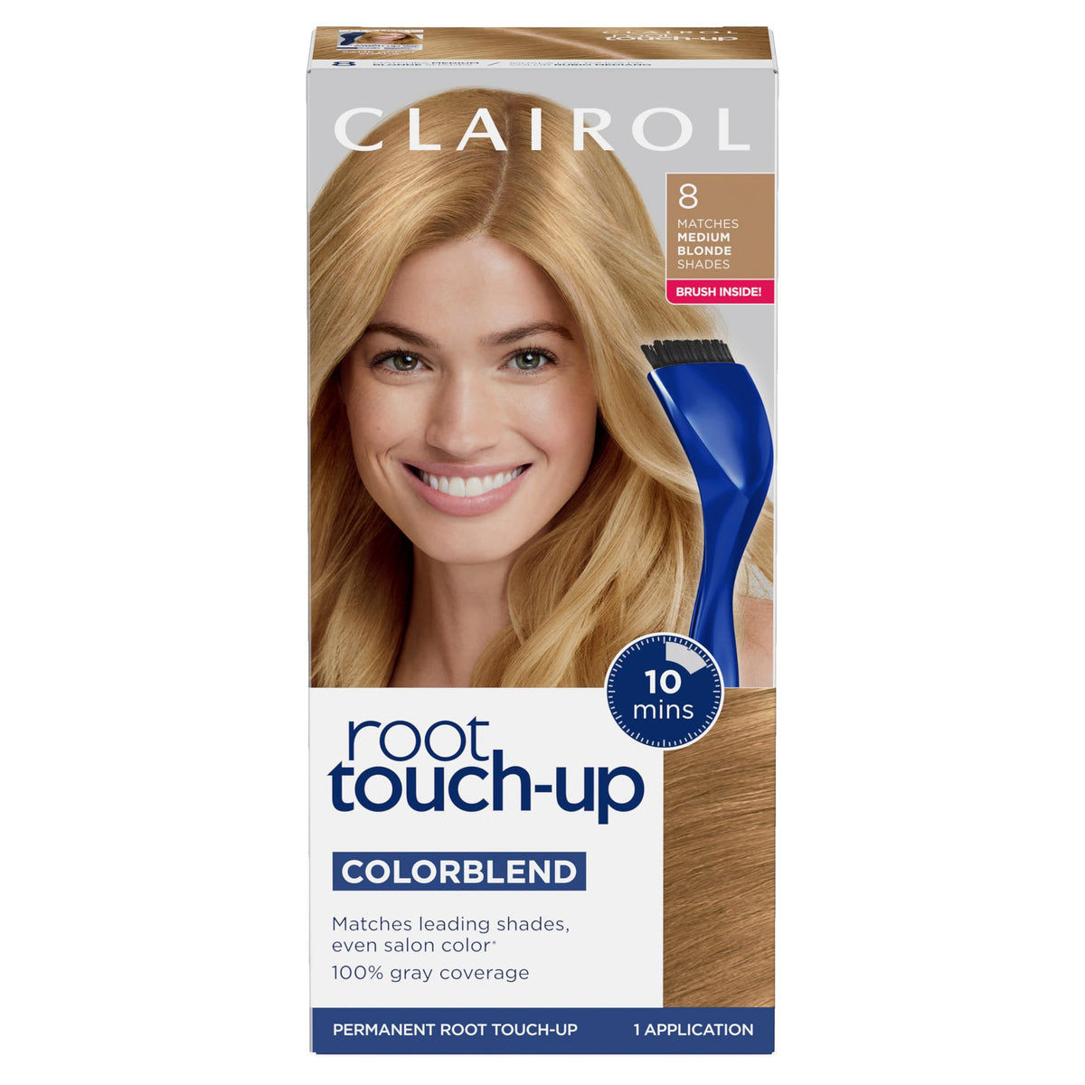 White Smoke Clairol Root Touch Up Permanent Hair Dye, 8 Medium Blonde, Pack of 1
