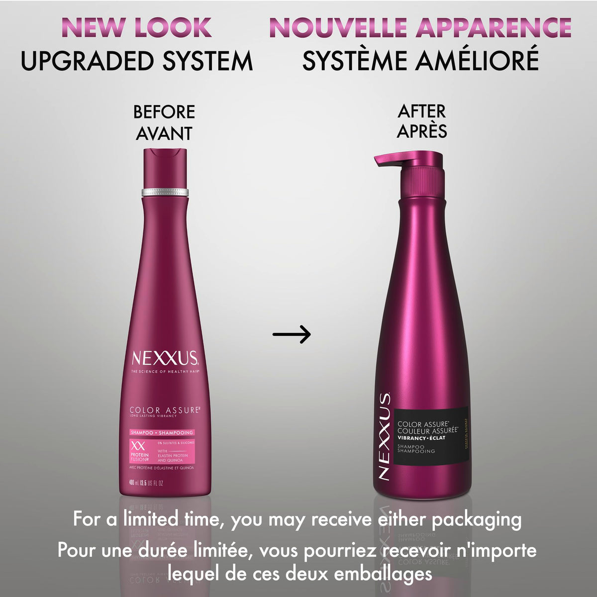 Lavender Nexxus COLOR ASSURE Shampoo for Vibrancy for Color Treated Hair Powered by CHROMABOND SEALER with Citric Acid 13.5 oz