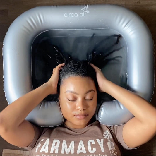 Black CIRCA AIR Inflatable Sink For Locs Detox - Tub For Dreads With Pillow, Hair Washing Basin, Shampoo Basin, Portable Hair Washing Station for locs