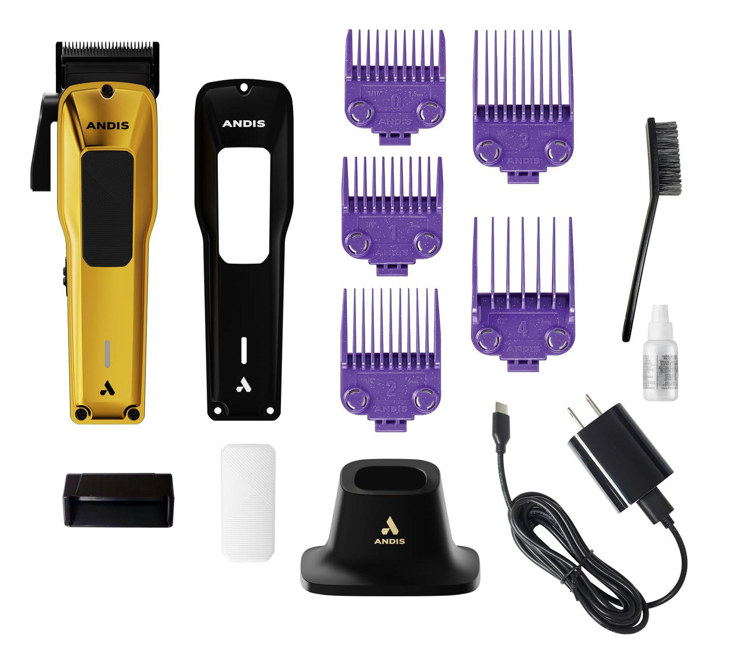 White Smoke Andis 562312 Phenom Professional Corded/Cordless Hair Clipper, Adjustable Phaze Blade, Close Cutting, Gold