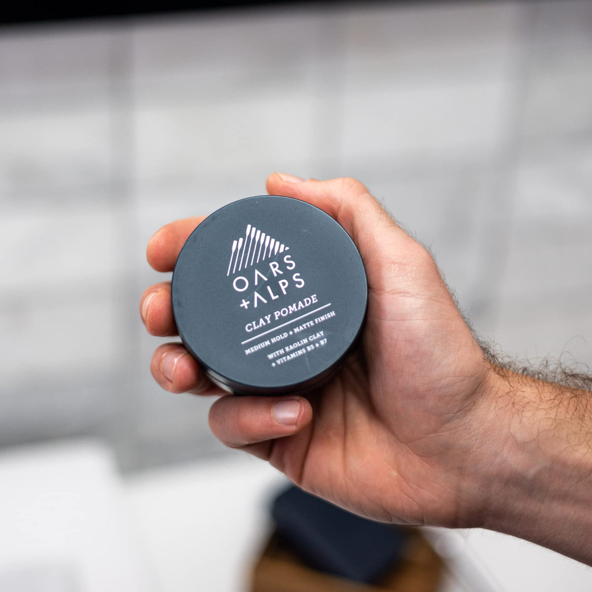 Gray Oars + Alps Clay Hair Pomade for Men with Biotin, Kaolin Oil, Bentonite Clay, Jojoba Oil, Vitamin B7 & B5, Promotes Hair Growth, Medium Hold, Matte Finish, Reduces Frizz, 2oz