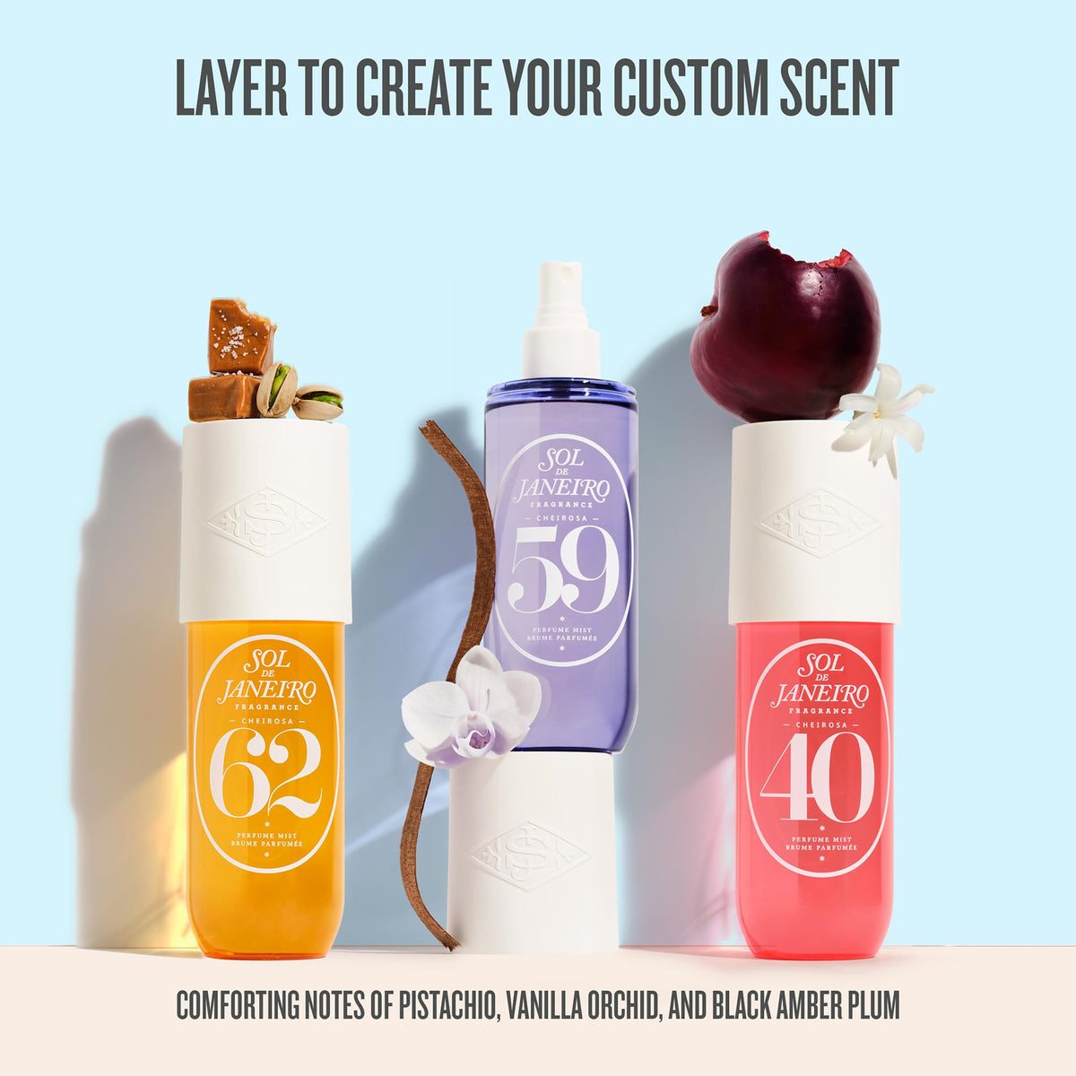 Light Cyan Sol de Janeiro Cheirosa Perfume Mist Discovery Set Cheirosa 62, 40, and 59