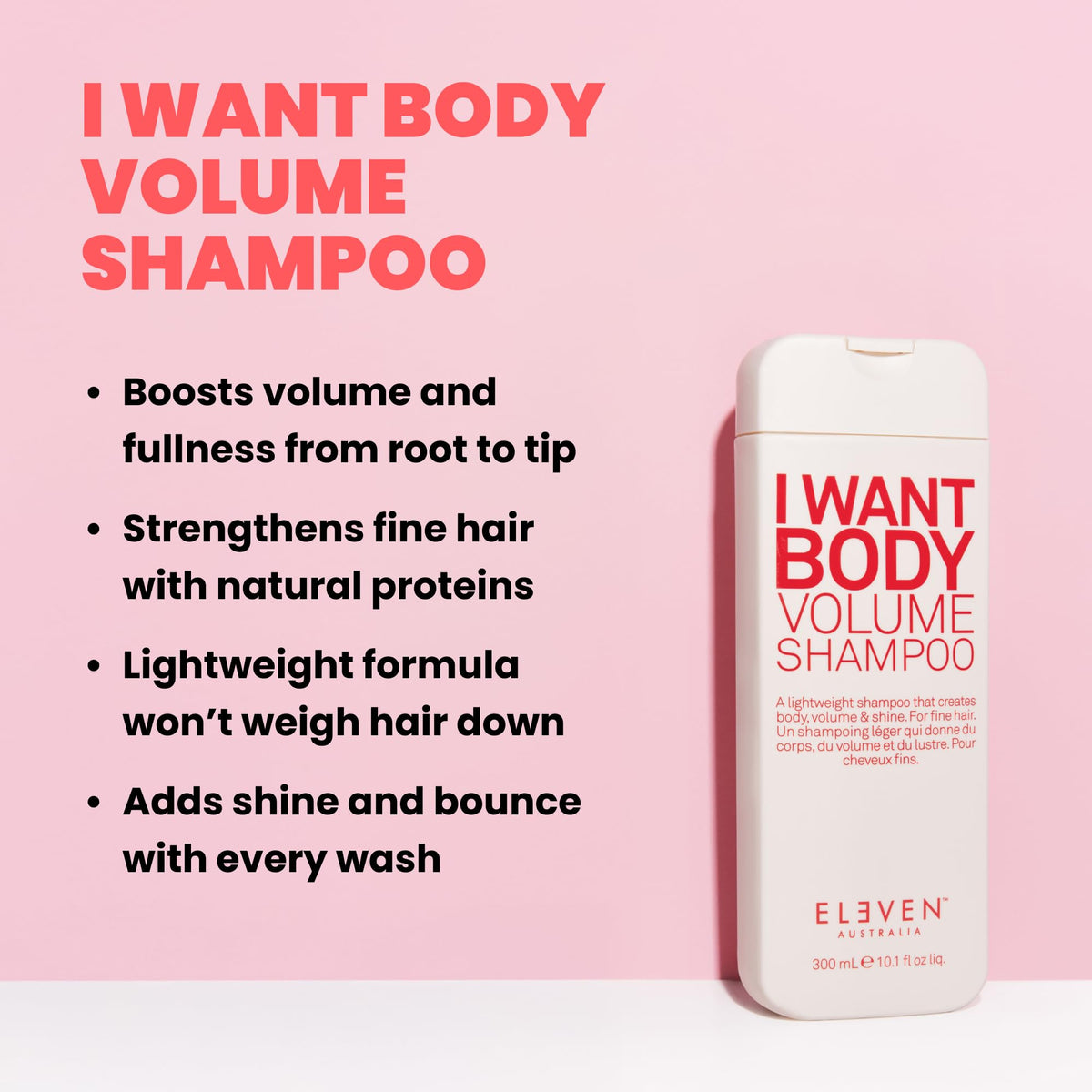 Misty Rose ELEVEN AUSTRALIA I Want Body Volume Shampoo, Adds Fullness - 32.5 Fl Oz