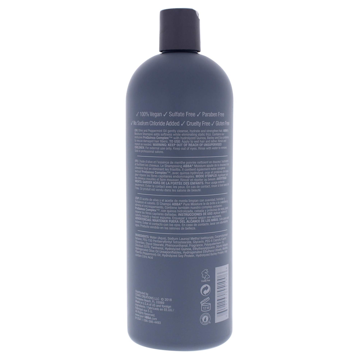 Dim Gray ABBA Moisture Shampoo, Olive & Peppermint Oil, 32 Fl Oz (Pack of 1)