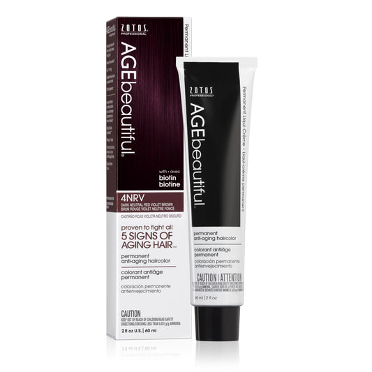 White Smoke AGE beautiful Permanent Hair Color Dye Liqui Creme | 100% Gray Coverage | Anti-Aging Haircolor | Biotin for Thicker, Fuller Hair | Professional Salon Coloring | 4NRV Dark Neutral Red Violet Brown