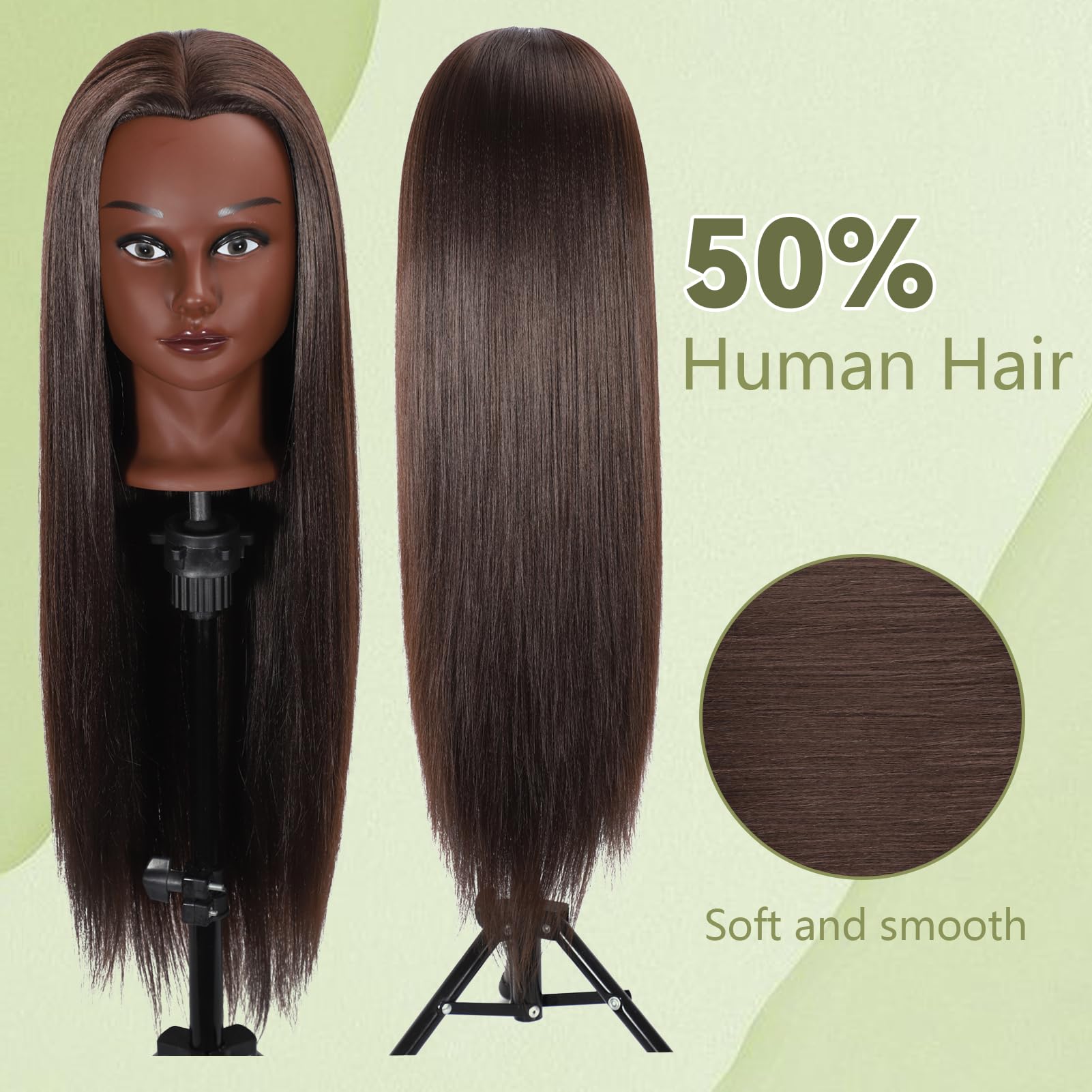 Antique White Mannequin Head with Hair 28“ Cosmetology Manikin Doll Head Mannequin Head for Braiding Hairstylists Cosmetology Students Practice Styling with Free Clamp (606-black-4#)