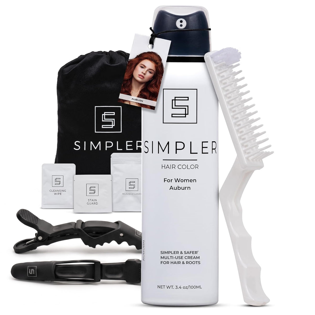 White Smoke Simpler Hair Color - Women's Full Coverage Hair Dye Kit, Auburn