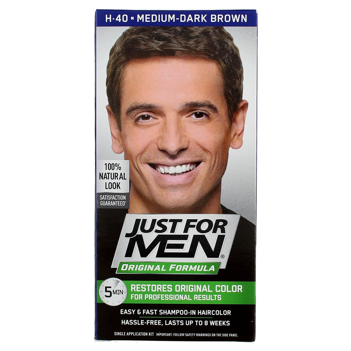 Black JUST FOR MEN Hair Color H-40 Medium Dark-Brown 1 ea (Pack of 2)