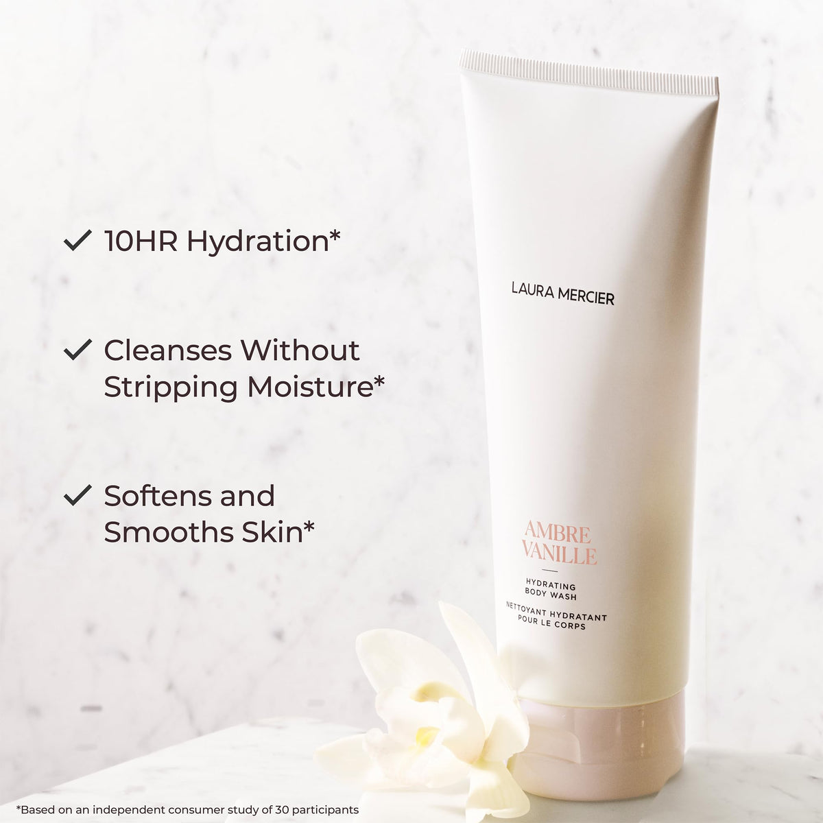 Lavender Laura Mercier Delicious & Decadent Ambre Vanille Collection, Serum Body Cream with 48HR Hydration, Hydrating Body Wash to Soften and Smooth Skin, Honey Bath Gel, Foaming Bubble Bath, Holiday Gift Set