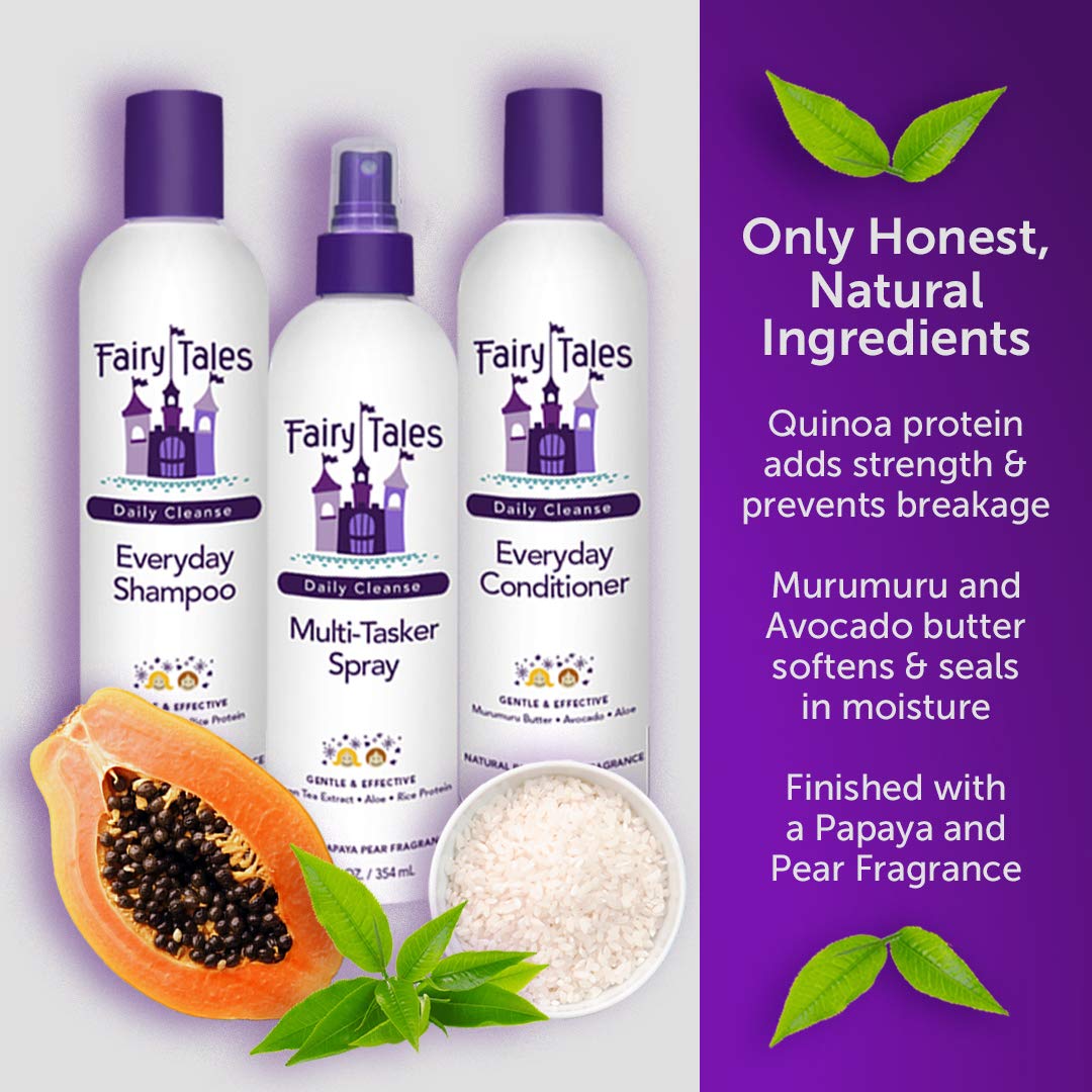 Light Gray Fairy Tales Daily Cleanse Everyday Kids Shampoo + Conditioner set - Gentle Natural Defining Product, Tangle Free, Moisturizing and Hydrating, Clean + Natural Ingredients - Paraben Free - 32 oz. (2PK)