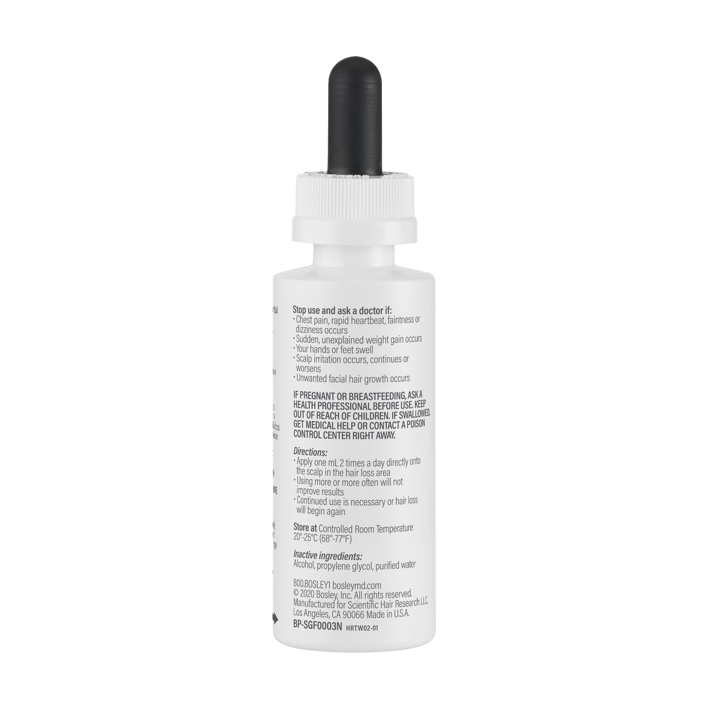 Lavender BosleyMD Minoxidil 2% Hair Regrowth Treatment for Women, Clinically Proven Hair Growth Solution for Thinning Hair & Female Pattern Hair Loss - Topical Scalp Treatment – 2 x 2 Fl Oz (2 Month Supply)