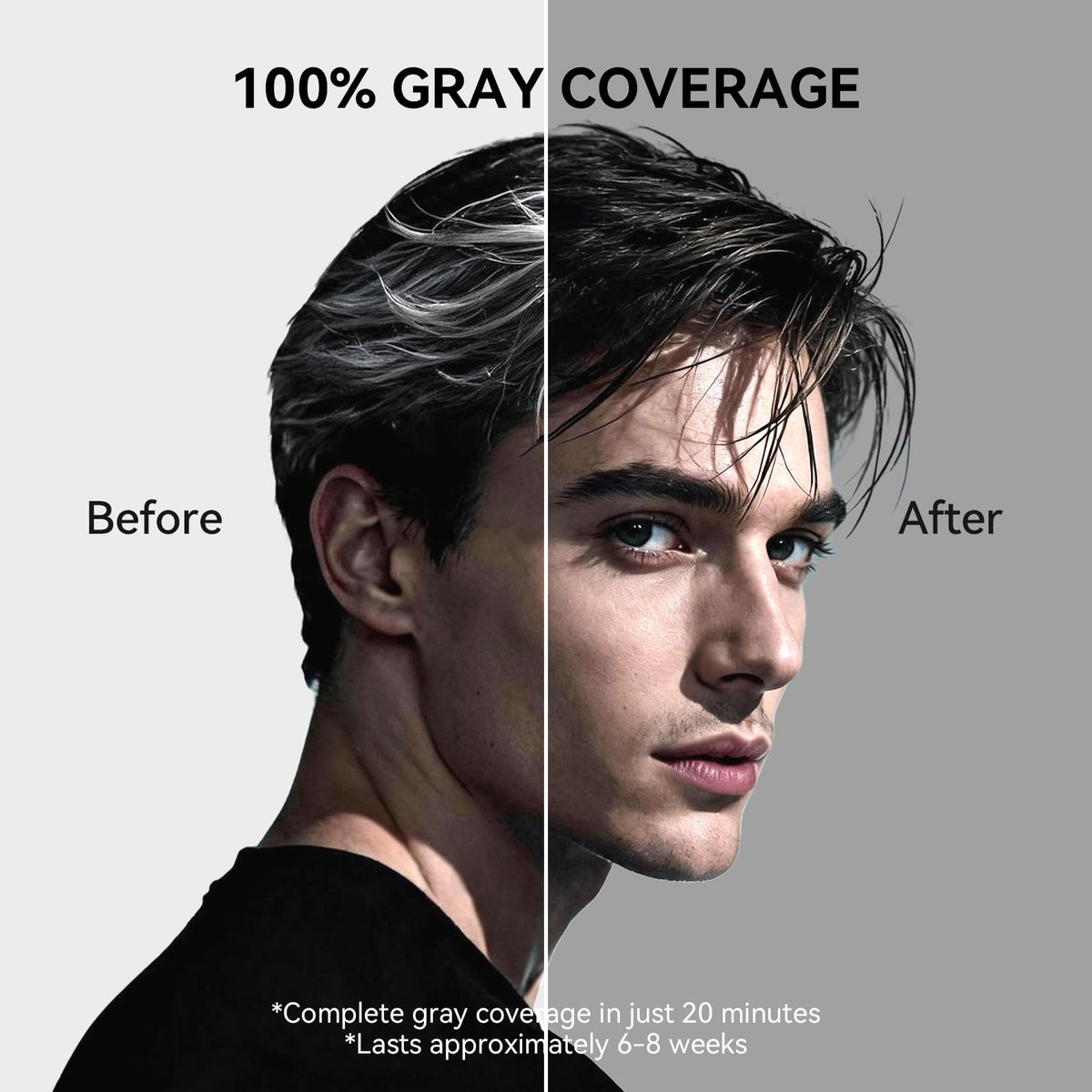 Dark Gray Limer Black Hair Dye Shampoo for Stubborn Gray Hair, 3 in 1 Color Shampoo