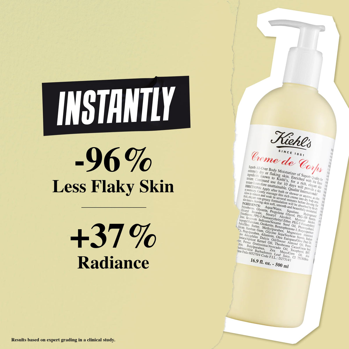 Pale Goldenrod Kiehl's - Creme de Corps Body Lotion, Fast Hydration - 16.9 fl oz