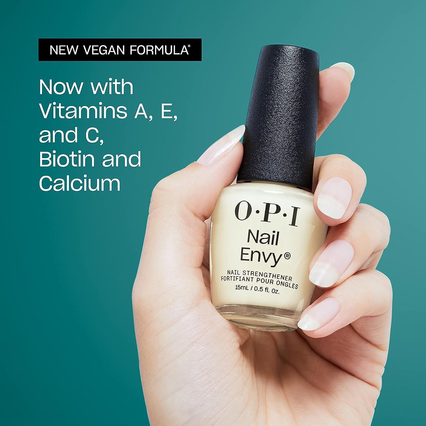 Cadet Blue Bundle of OPI xPress/On Press On Nails, With Nail Glue, Short White Nails, Funny Bunny + OPI Nail Envy, Nail Strengthening Treatment, Stronger Nails in 1 Week, Vegan Formula, 0.5 fl oz