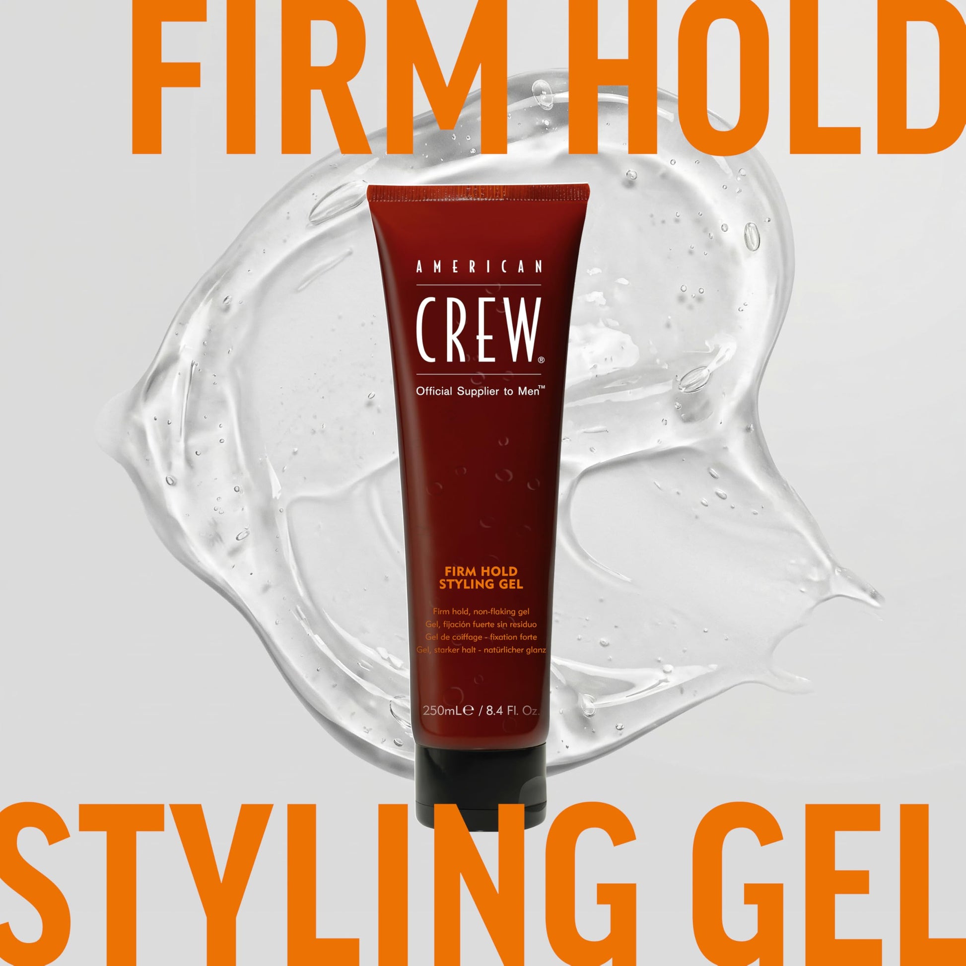 Light Gray American Crew Men's Hair Styling Gel, Firm Hold, Non-Flaking, 3.3 fl oz