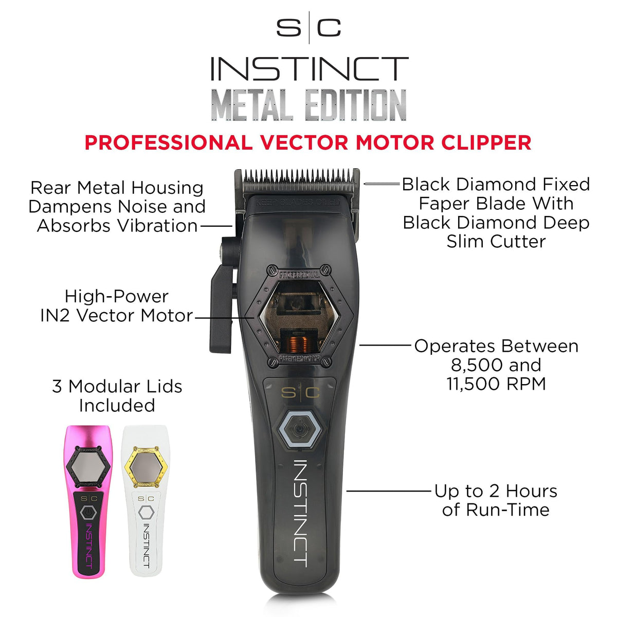 White Smoke StyleCraft Instinct Metal Professional IN2 Vector Cordless Hair Clipper