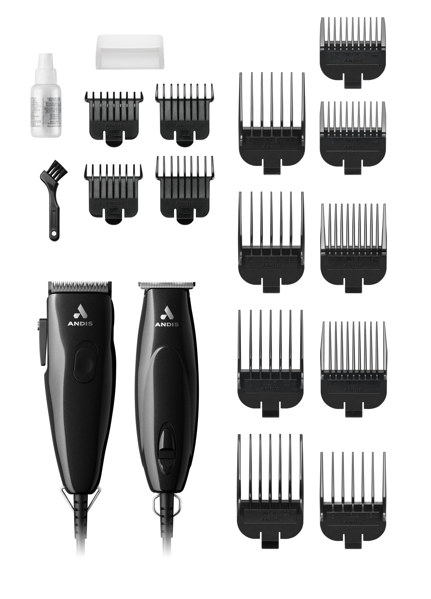 White Smoke Andis 24810 Professional PivotPro and SpeedMaster Hair Clipper and Beard Trimmer PivotMotor Set, Black