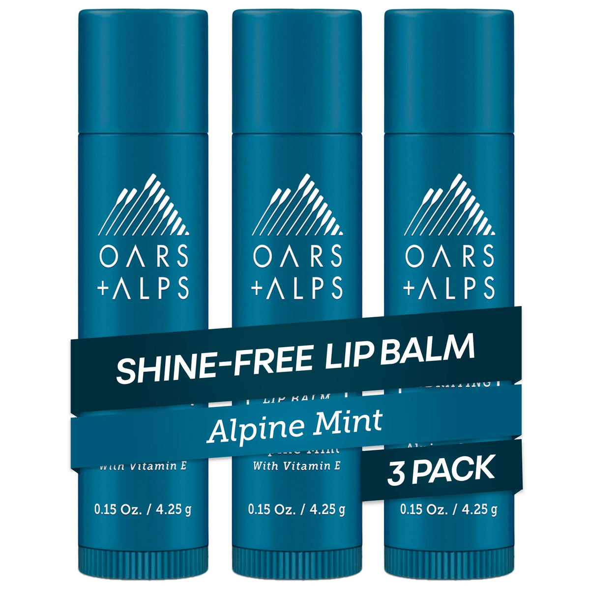 Dark Cyan Oars + Alps Clear Lip Balm, Ultra Hydrating, Alpine Mint, 3pk, 0.45oz