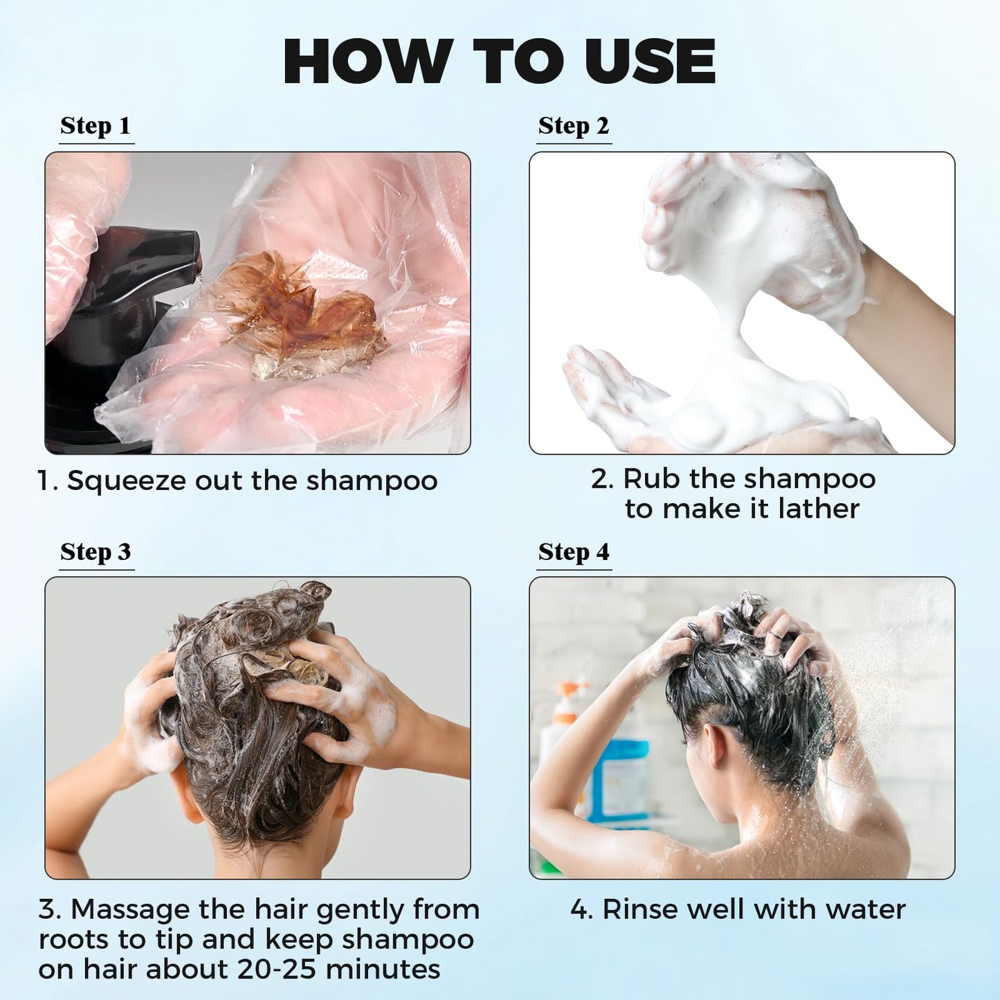 Alice Blue JUANCHI Black Hair Dye Shampoo 3 in1, Black Shampoo Hair Dye for Gray Coverage, Natural Hair Color for Women Men, Herbal Formula, Ammonia-free, Lasts 30 Days, 500ml (16.90 oz)