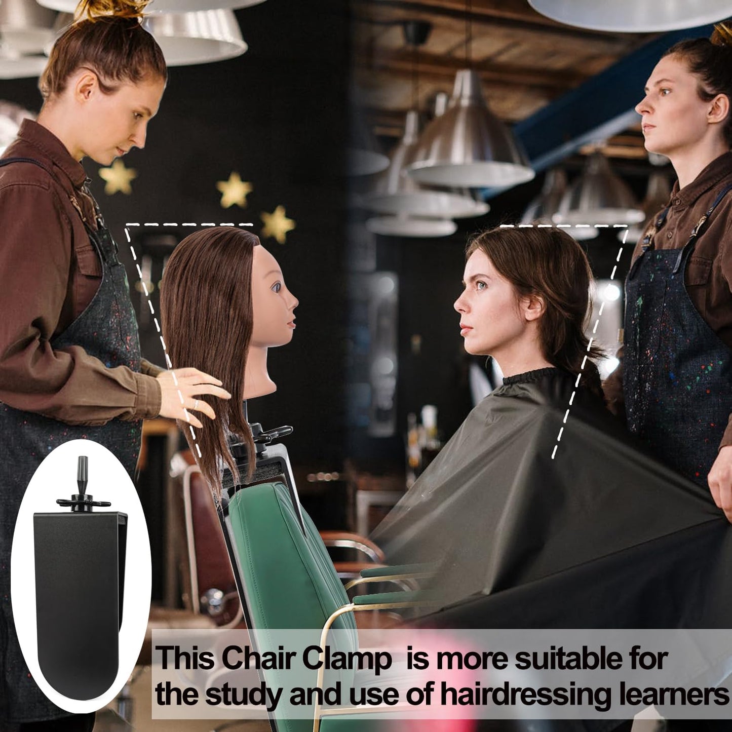 Black poipoilu Mannequin Clamp Stand for Chair, Mannequin Head stand for Hairdresser Practice Braiding Hair Styling with Clamp stand (1 Pack)