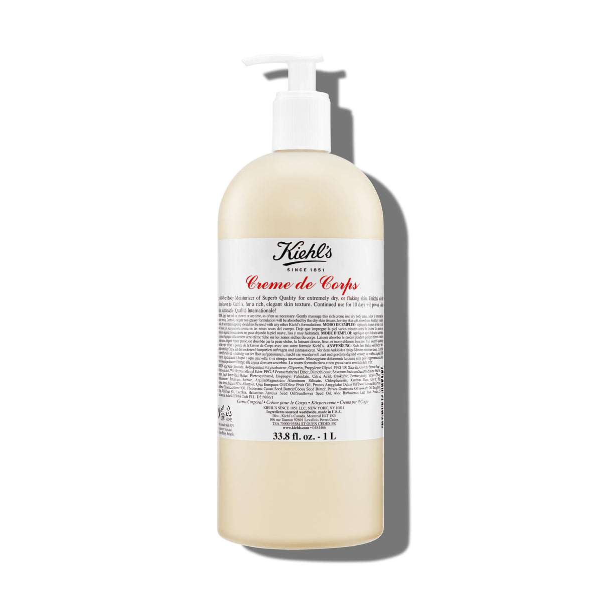White Smoke Kiehl's - Creme de Corps Body Lotion, Fast Hydration - 16.9 fl oz