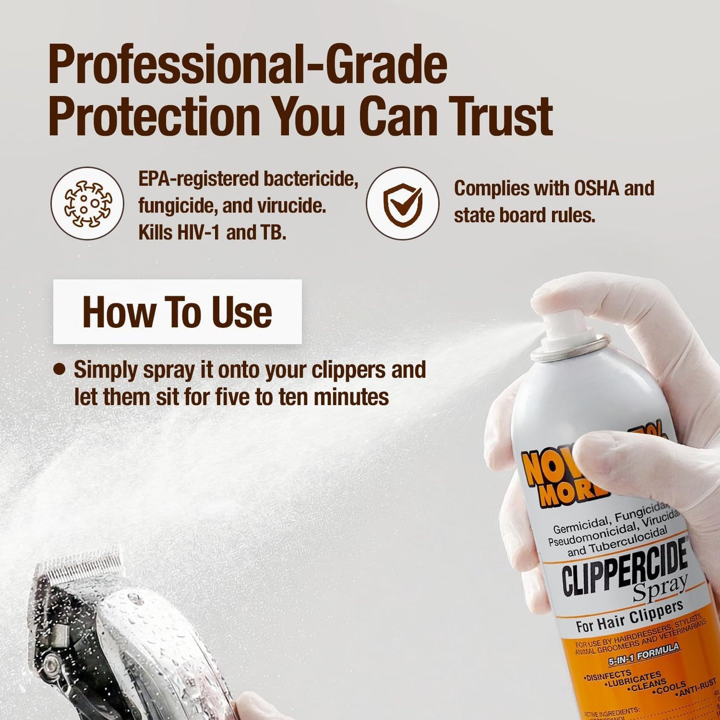 Light Gray Clippercide Disinfectant Spray 15 Ounce Size (354ml) 2 Count (2 Pack)